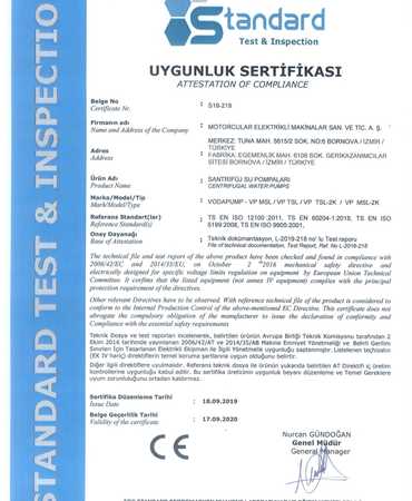 Attestation Of Compliance Pump